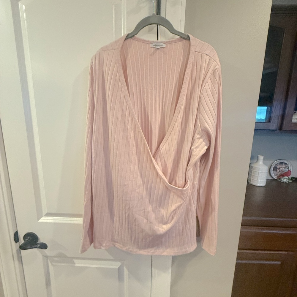 Blush Pink Ribbed Long Sleeve Top . New w/o tags.